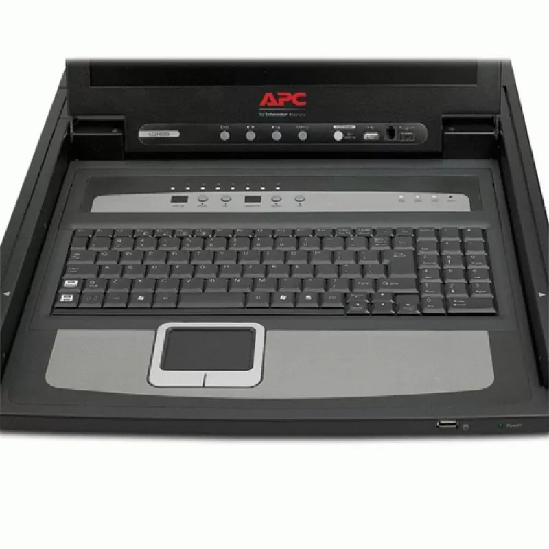 APC 17 collu statīva LCD konsole ar integrētu 8 portu analogo KVM slēdzi