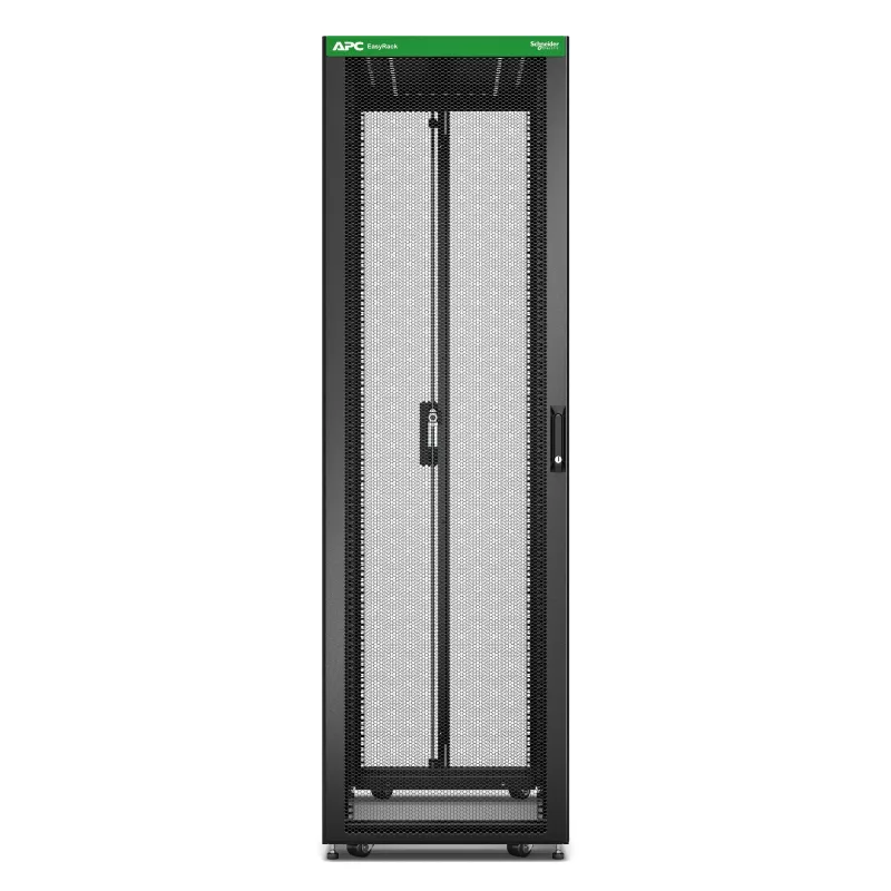 APC Easy Rack, 42U, melns, ar jumtu, riteņiem, kājiņām, 4 kronšteiniem un sānu paneļiem, bez apakšas, 1991A x 600P x 800D mm