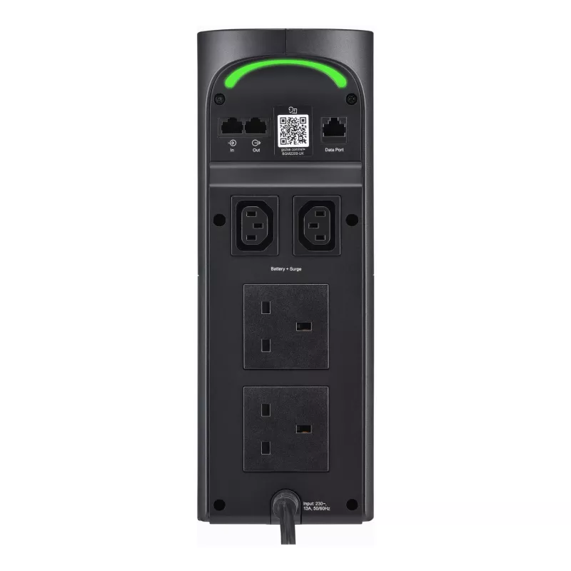 APC Back-UPS Pro for Gaming, 2200VA/1320W, Tower, 230V, 2x UK and 2x IEC C13 outlets, RGB Lights, Pure Sine Wave, Midnight (Melns)