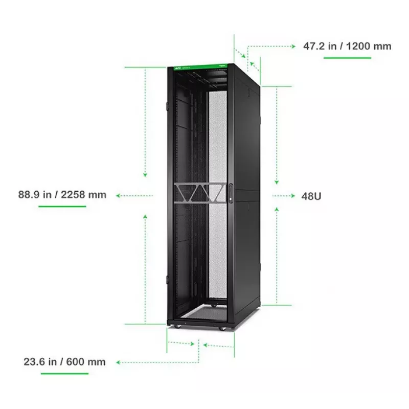 APC NetShelter SX Servera statnis Gen 2, 48U, 2258A x 600P x 1200D mm, ar sāniem, melns