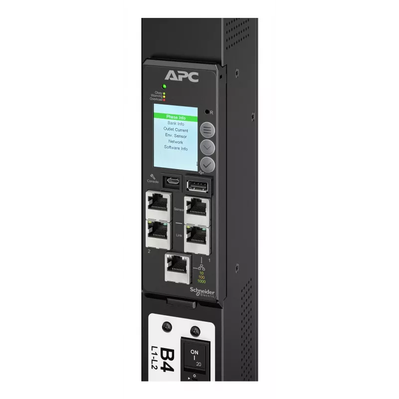 APC NetShelter Rack PDU Advanced Gen 2, mērīta, 3 fāžu, 43.5kW 400V 63A vai 34.6kW 415V 60A, 560P6, 42 izejas