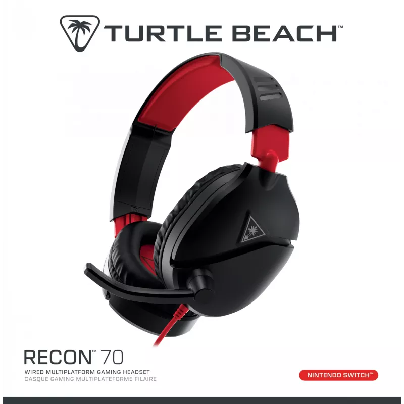 Pāri ausīm novietojams stereo spēļu austiņu komplekts Turtle Recon 70 — melns, vadu stereo, vienas auss kausiņa vadības ierīces