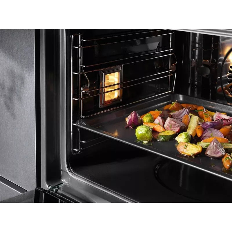 Cepeškrāsns cepamā paplāte Electrolux E9OOAF11 — taisnstūrveida 385×465×25 mm, nepiedegoša, melna