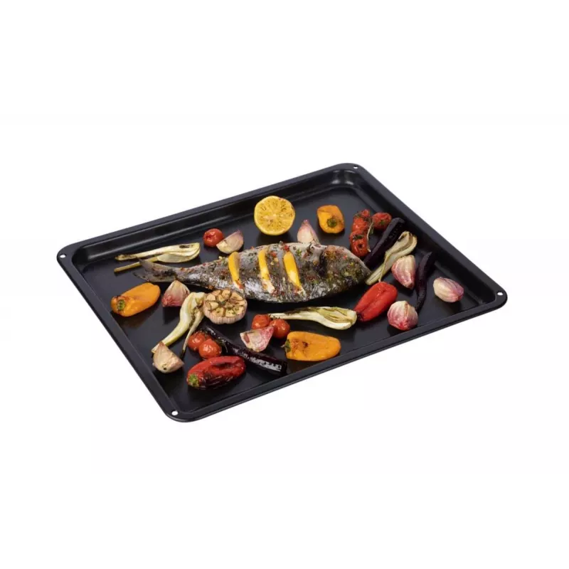 Cepeškrāsns cepamā paplāte Electrolux E9OOAF11 — taisnstūrveida 385×465×25 mm, nepiedegoša, melna