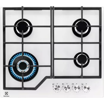 Electrolux KGG64362W baltā iebūvējamā 60 cm gāzes plīts virsma ar 4 zonām