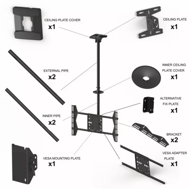 Ceiling Mount Multibrackets M Public Large Single Melns 3000