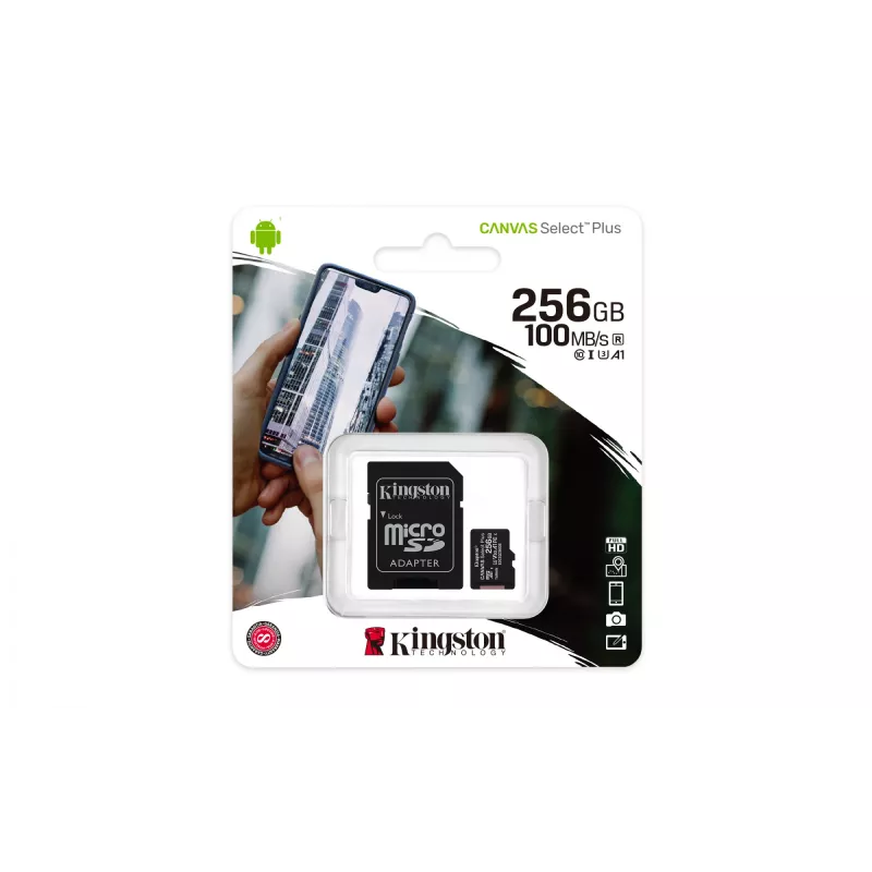 Kingston Technology Canvas Select 256GB micSDXC Plus 100R A1 C10 karte + ADP