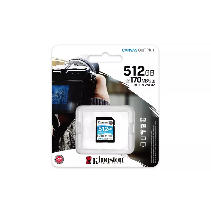 Kingston Technology Canvas Go! Plus 512GB SDXC Canvas Go Plus 170R C10 UHS-I U3 V30