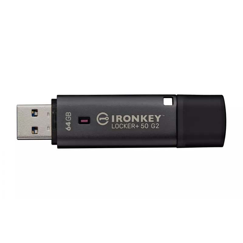 USB zibatmiņa KINGSTON IronKey Locker Plus 50 G2 64GB, USB Type-A, USB 3.2 Gen 1, AES-256, FIPS 197