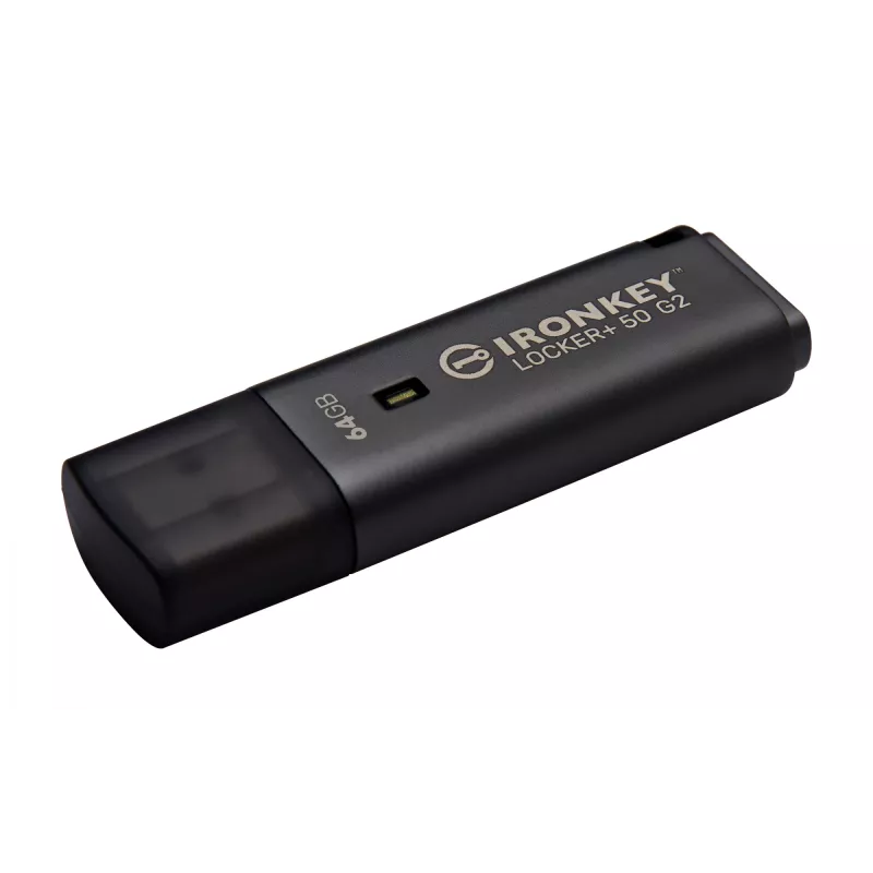 USB zibatmiņa KINGSTON IronKey Locker Plus 50 G2 64GB, USB Type-A, USB 3.2 Gen 1, AES-256, FIPS 197