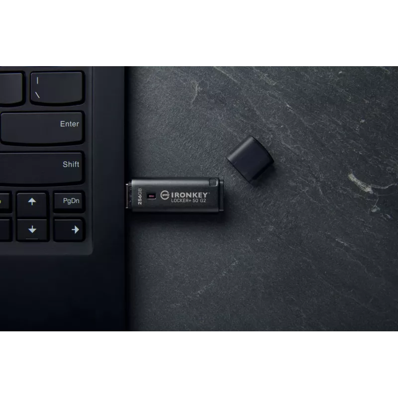 USB zibatmiņa KINGSTON IronKey Locker Plus 50 G2 256 GB, USB Type-A, USB 3.2 Gen 1, AES-256, FIPS 197