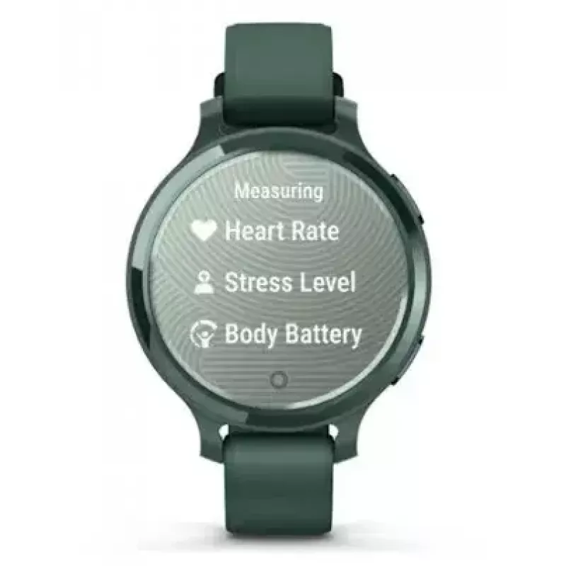 Smartwatch GARMIN Lily 2 Active zaļa — 38 mm alumīnija korpuss, silikona siksniņa, GPS, SpO2, 5 ATM, baterija 9 dienas