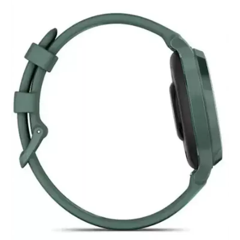 Smartwatch GARMIN Lily 2 Active zaļa — 38 mm alumīnija korpuss, silikona siksniņa, GPS, SpO2, 5 ATM, baterija 9 dienas