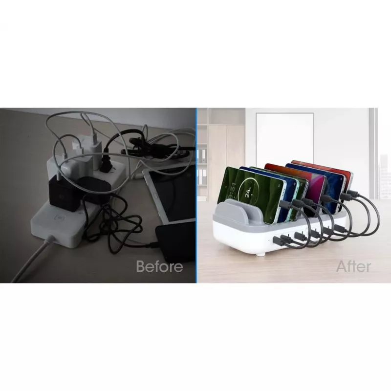 Manhattan 10 portu USB-C uzlādes stacija, USB-C izeja: 10x 20W, maks. 200W, maiņstrāvas barošana (komplektā ASV/ES/AK adapteri)