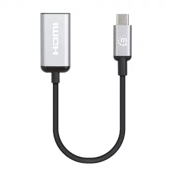 Manhattan USB-C uz HDMI kabelis, 4K@60Hz, 5 Gbps (USB 3.2 Gen1 jeb USB 3.0), 15cm, melns, vīriešu uz sieviešu, trīs gadu garantija