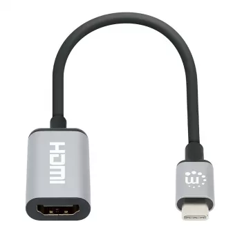 Manhattan USB-C uz HDMI kabelis, 4K@60Hz, 5 Gbps (USB 3.2 Gen1 jeb USB 3.0), 15cm, melns, vīriešu uz sieviešu, trīs gadu garantija