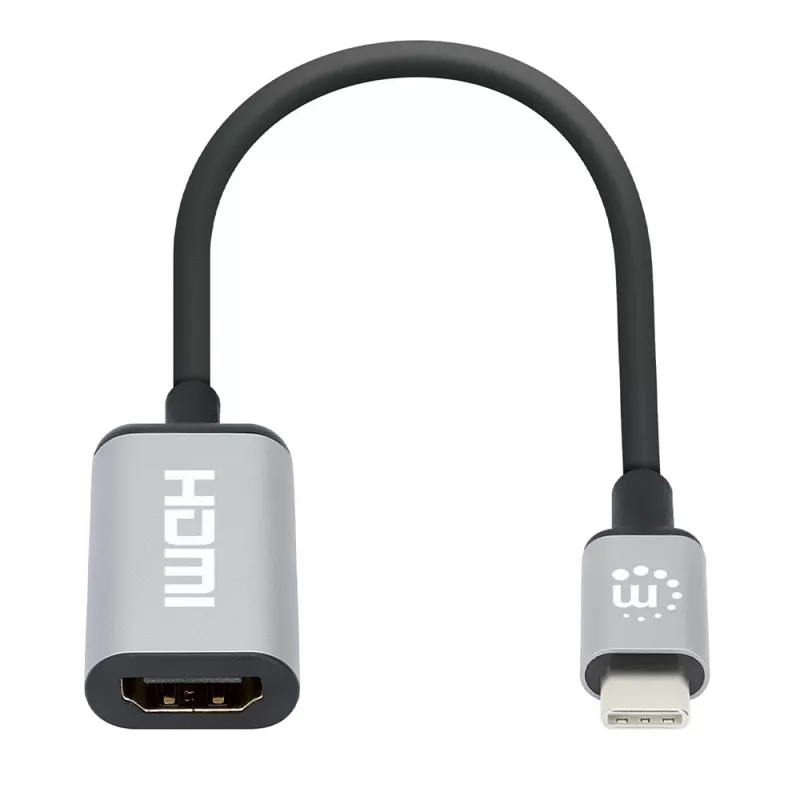 Manhattan USB-C uz HDMI kabelis, 4K@60Hz, 5 Gbps (USB 3.2 Gen1 jeb USB 3.0), 15cm, melns, vīriešu uz sieviešu, trīs gadu garantija