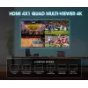 Manhattan 4K 4-Port HDMI Multiviewer Switch, Switch with Four Inputs on One Display, 4k@30Hz, Multiple Viewing Options Including Picture-in-Picture and Dual/Quad Screen, Push Button or Remote Control, 3.5mm and Toslink Audio, Melns, 3 Year Warranty
