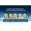Intellinet 54 portu L3 pilnībā pārvaldāms PoE+ slēdzis ar 48 gigabitu Ethernet portiem un 6 SFP+ augšupsaitēm