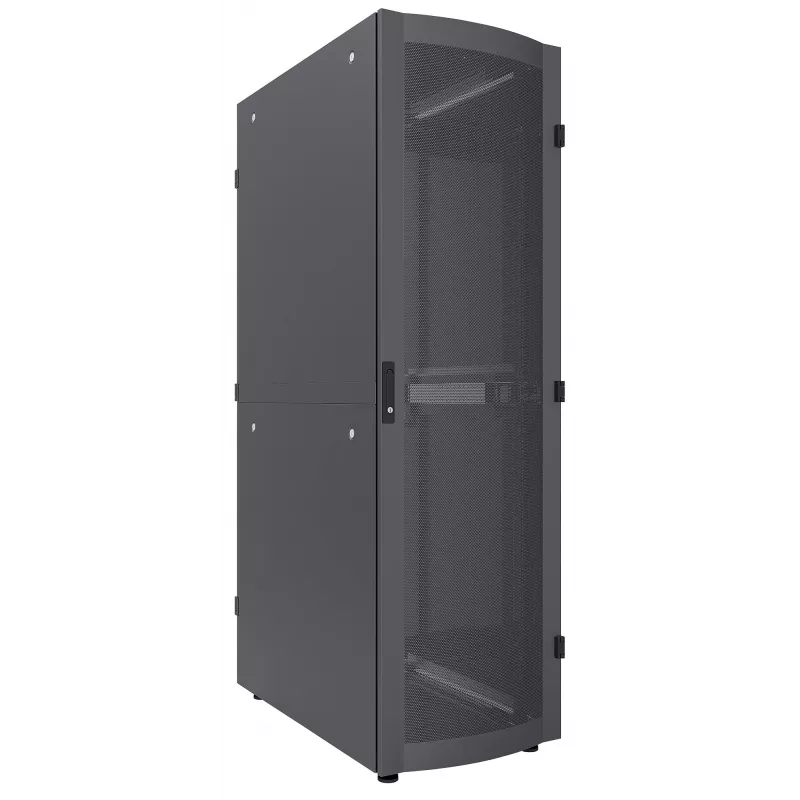 Intellinet 19 collu servera skapis - brīvi stāvošs, 42U, 800x1200 mm (platums x dziļums), melns, salikts, maks. 1500 kg, daudzpunktu durvju slēdzene, katra sānu paneļa slēdzene, izmantojamais dziļums 123 līdz 973 mm, IP20 novērtējums, statīvs, tērauds