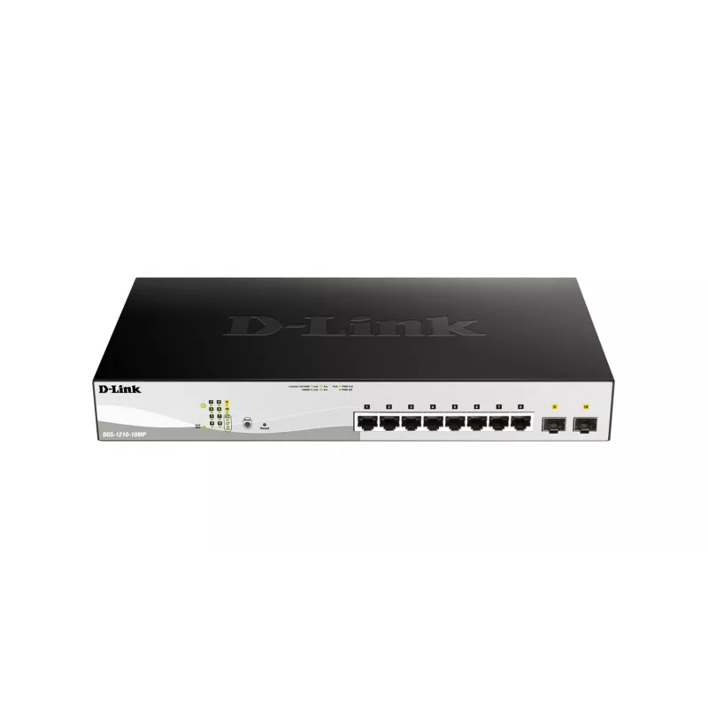 D-Link 10 Portu Gigabit PoE+ viedais pārvaldāmais slēdzis, ieskaitot 2 SFP portus