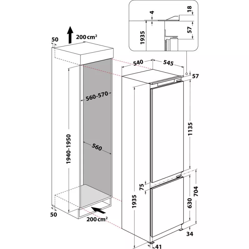 Whirlpool ART 9811 SF2 Iebūvējamais 306 L Balts