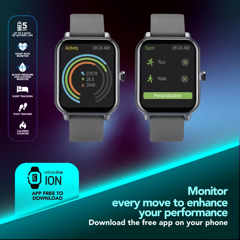 Cellularline ION Bluetooth® viedpulkstenis ar lietotni, LED, 91 g