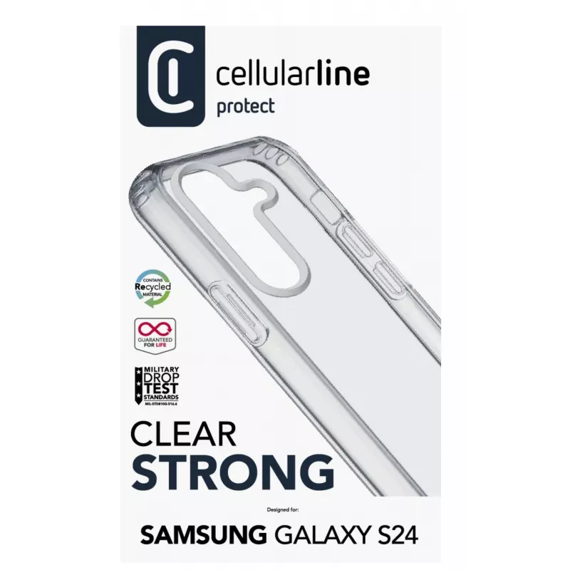 Cellularline Clear Protect - Galaxy S24 cietais vāciņš ar gumijas malām