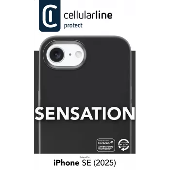 Cellularline Sensation - iPhone 16e/17e mīksta pieskāriena silikona futrālis ar iebūvētu Microban® antibakteriālo tehnoloģiju