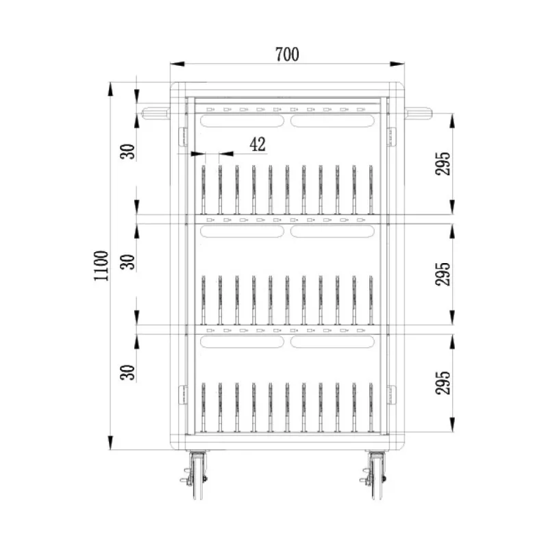 Techly I-CABINET-30DUTY pārnēsājams ierīču pārvaldības skapis / ratiņi Balta, Zila