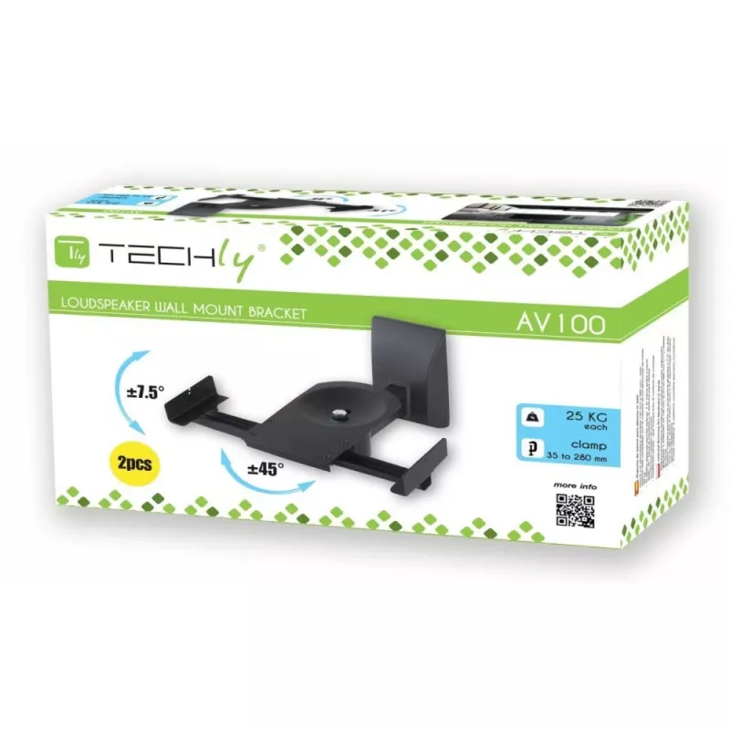 Techly Couple skaļruņu sienas kronšteini līdz 25 kg melni ICA-SP SS201