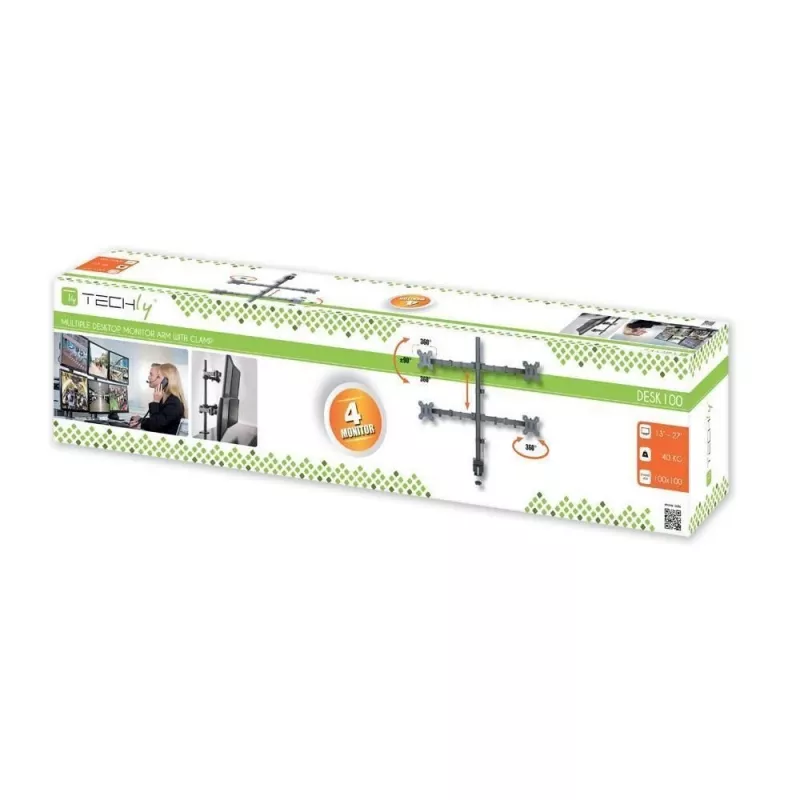 Techly ICA-LCD 382-Q monitora stiprinājums / statīvs 68,6 cm (27 collas) Galdam Melns
