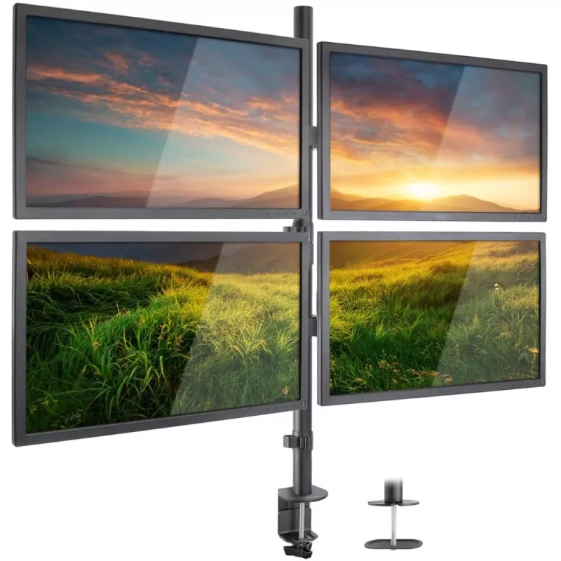 Techly ICA-LCD 382-Q monitora stiprinājums / statīvs 68,6 cm (27 collas) Galdam Melns