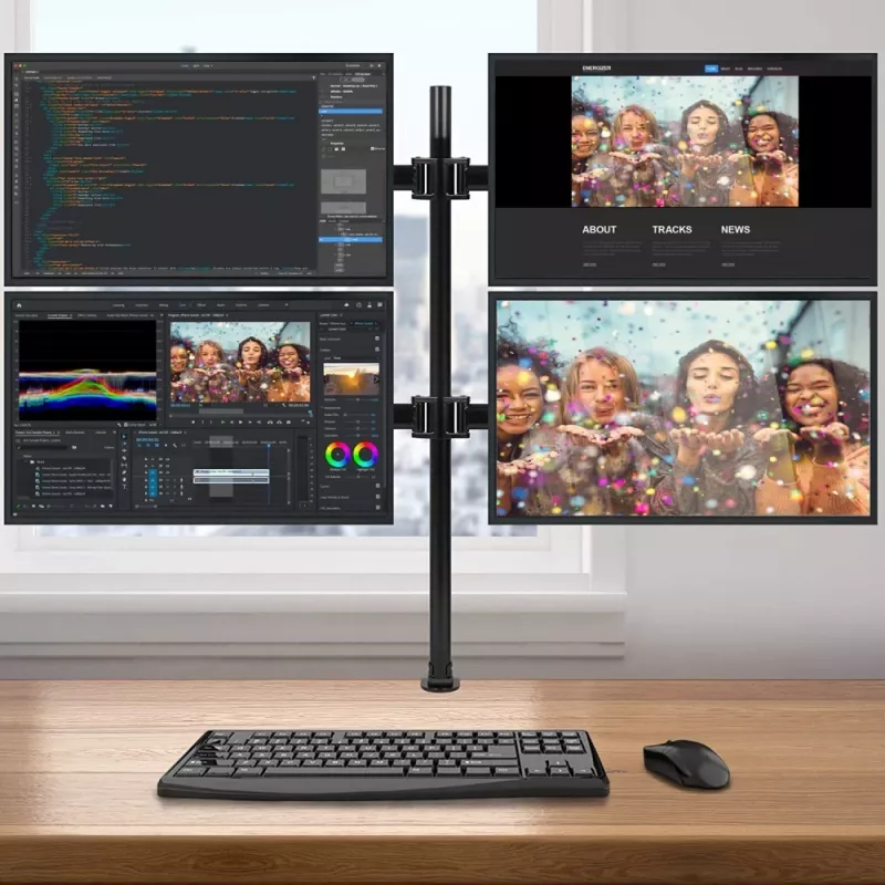 Techly ICA-LCD 382-Q monitora stiprinājums / statīvs 68,6 cm (27 collas) Galdam Melns