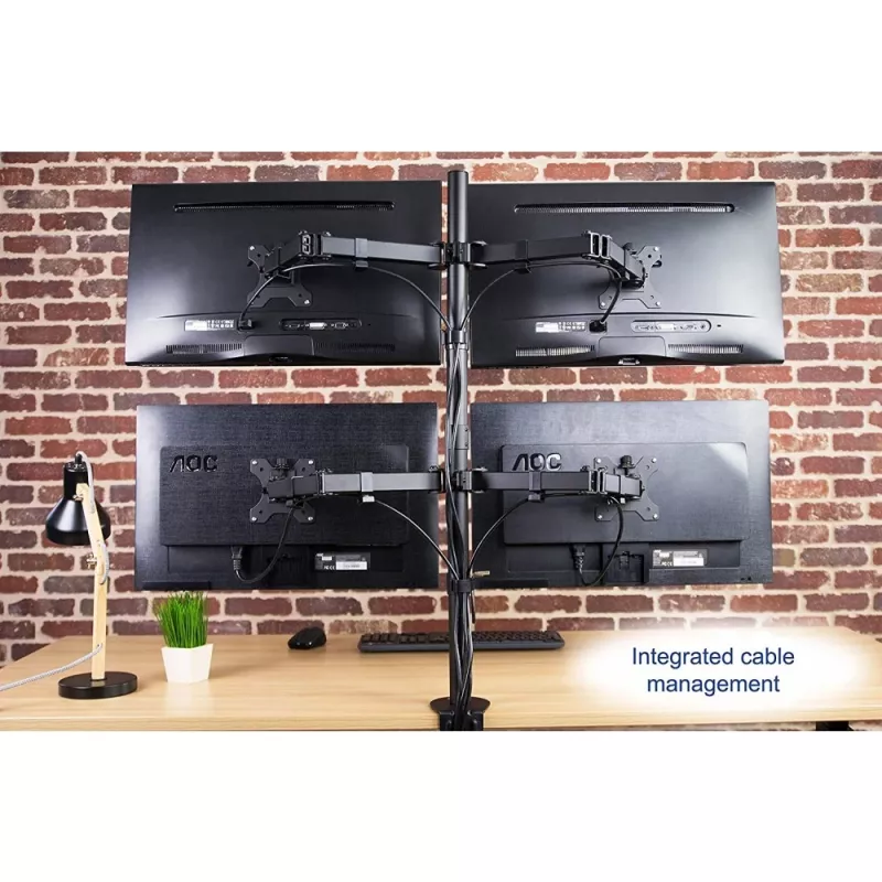Techly ICA-LCD 382-Q monitora stiprinājums / statīvs 68,6 cm (27 collas) Galdam Melns