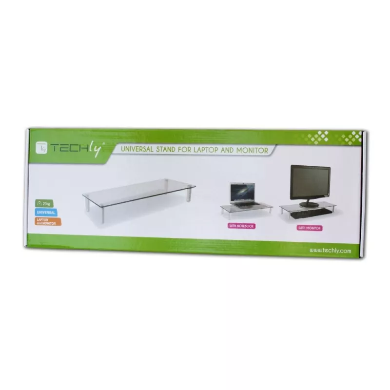 Techly Universāls galda monitora paaugstinājums, brīvstāvošs, 20 kg, 33 cm (13 collas), 81,3 cm (32 collas), caurspīdīgs