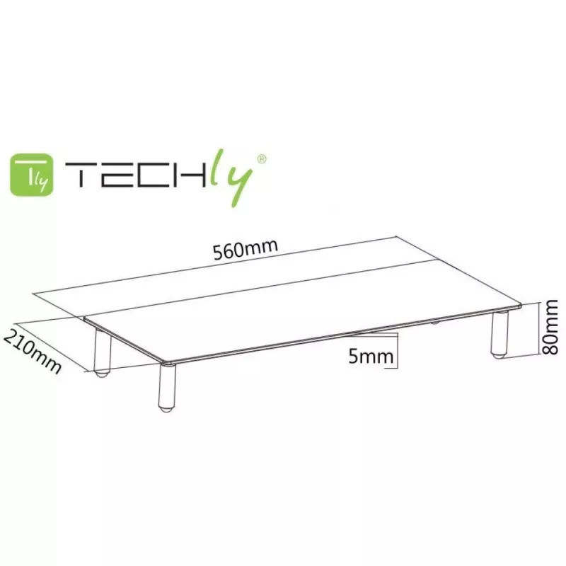 Techly Universāls galda monitora paaugstinājums, brīvstāvošs, 20 kg, 33 cm (13 collas), 81,3 cm (32 collas), caurspīdīgs