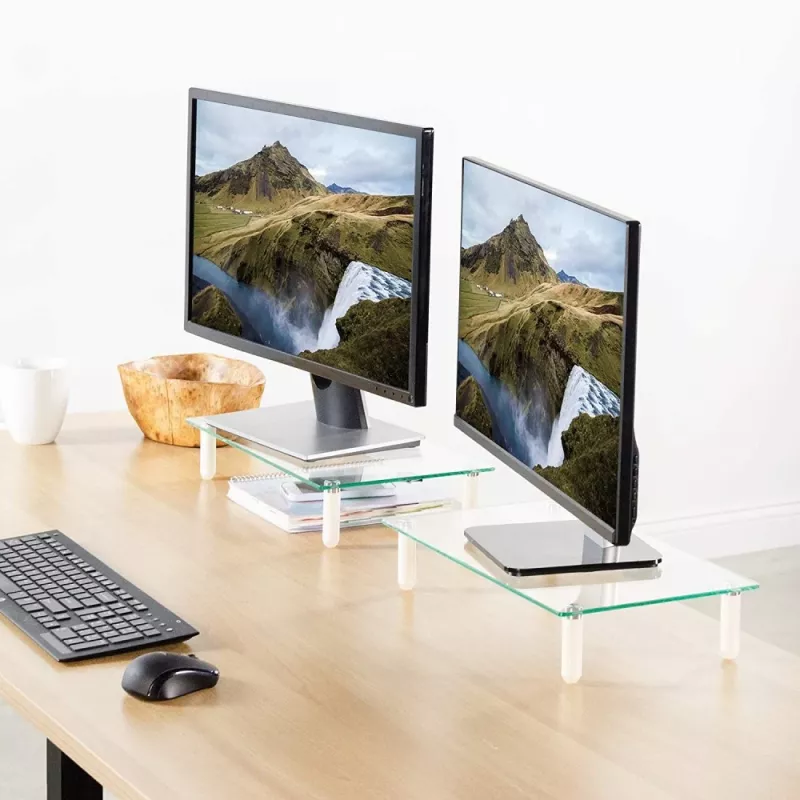 Techly Universāls galda monitora paaugstinājums, brīvstāvošs, 20 kg, 33 cm (13 collas), 81,3 cm (32 collas), caurspīdīgs