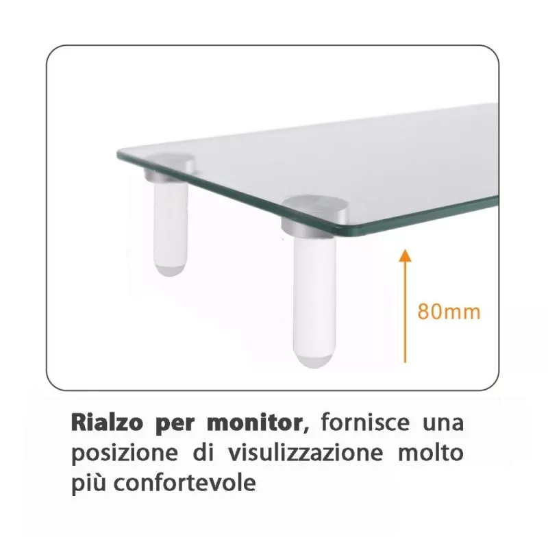 Techly Universāls galda monitora paaugstinājums, brīvstāvošs, 20 kg, 33 cm (13 collas), 81,3 cm (32 collas), caurspīdīgs