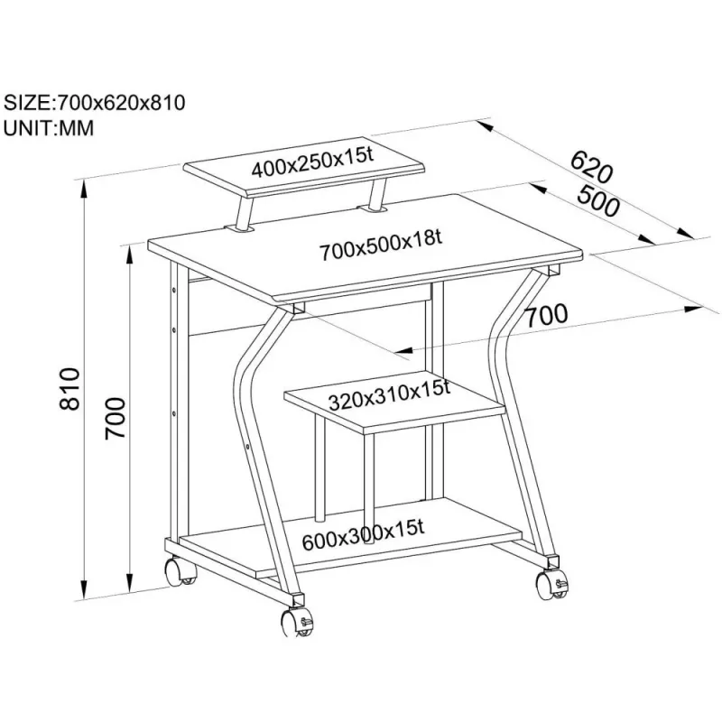 Techly Compact Computer Desk ICA-TB 218
