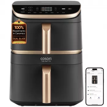 Cosori Turbo Tower Pro Smart viena 10,8 L brīvstāvošs 2630 W karstā gaisa cepeškrāsns melna, zelta