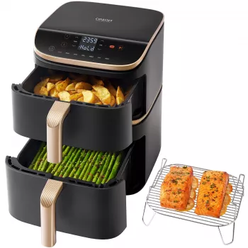 Cosori Turbo Tower Pro Smart viena 10,8 L brīvstāvošs 2630 W karstā gaisa cepeškrāsns melna, zelta