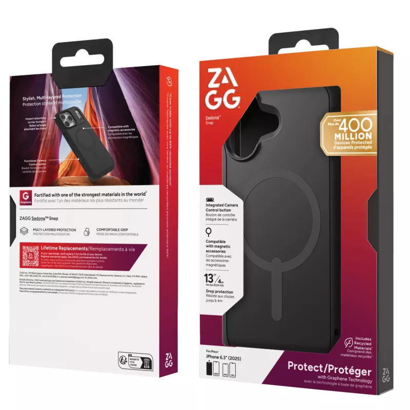 ZAGG Sedona Snap maciņš Apple iPhone 17 Flood Melns, Cover, Apple, iPhone 17, 16 cm (6.3 collas), Melns