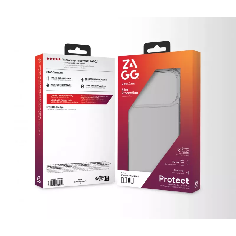 ZAGG caurspīdīgs maciņš Apple iPhone 17 Pro, Cover, Apple, iPhone 17 Pro, 16 cm (6,3 collas), caurspīdīgs