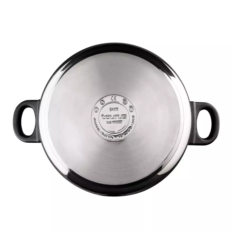 Nerūsējošā tērauda katls Taurus Classic Moments 6 L — piemērots indukcijas, gāzes un keramikas plītīm, ar vāku un vēsi pieskārienam rokturiem