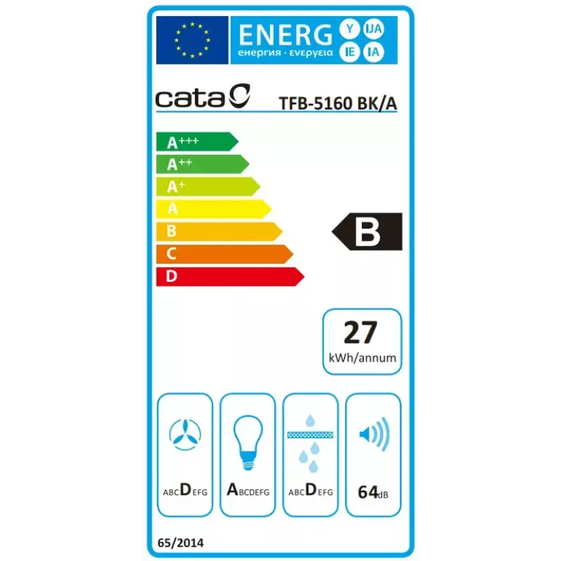 Iebūvējams nosūcējs CATA TFB-5160 BK melns 297.2 m³/h