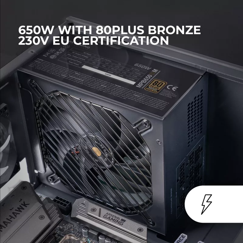 Mars Gaming MPB650SIM barošanas bloks 650 W 24-pin ATX ATX melns