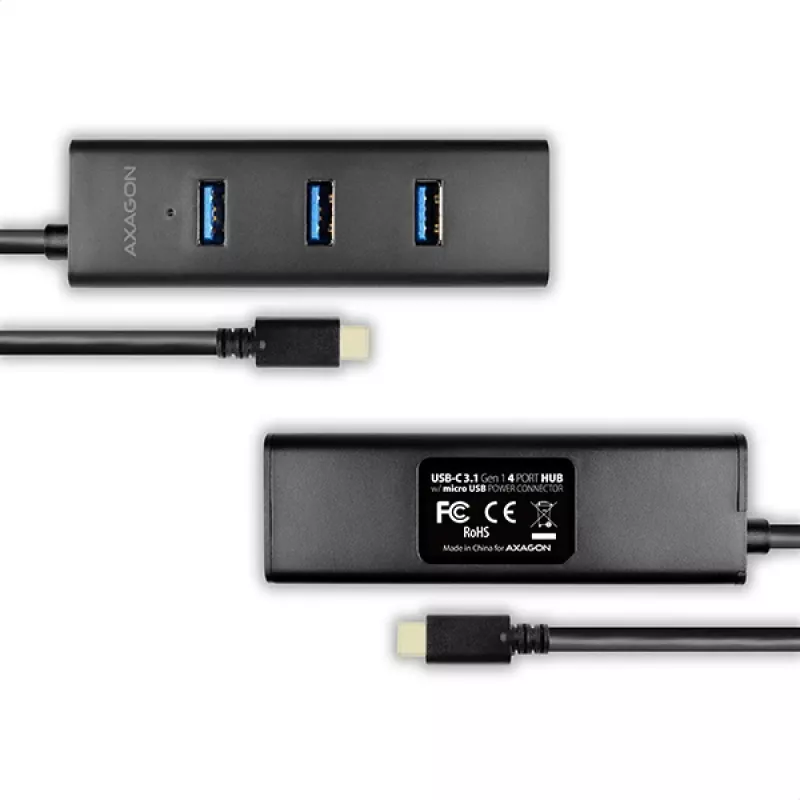 Axagon HUE-S2C interfeisa centrmezgls USB 3.2 Gen 1 (3.1 Gen 1) Type-A 5000 Mbit/s, melns
