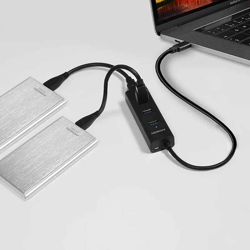 Axagon HUE-S2C interfeisa centrmezgls USB 3.2 Gen 1 (3.1 Gen 1) Type-A 5000 Mbit/s, melns