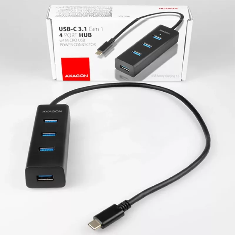 Axagon HUE-S2C interfeisa centrmezgls USB 3.2 Gen 1 (3.1 Gen 1) Type-A 5000 Mbit/s, melns